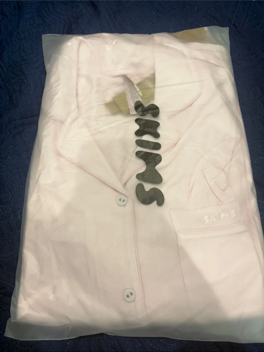 SKIMS Lightweight Pale Pink Button-Front Pajama Set - Picture 2 of 2